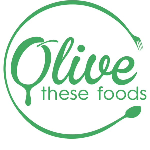 Green logo with 'Olive these foods' text on a green background