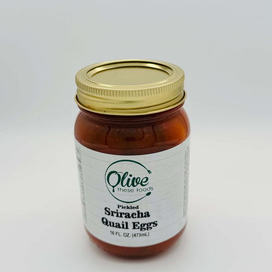 Sriracha Pickled Quail Eggs by Olive These Foods – small - batch /quail - eggs