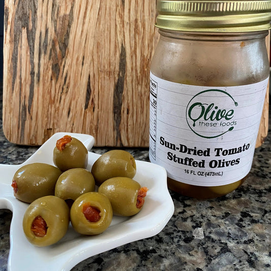 Sun - Dried Tomato Stuffed Olives by Olive These Foods – small - batch /olives
